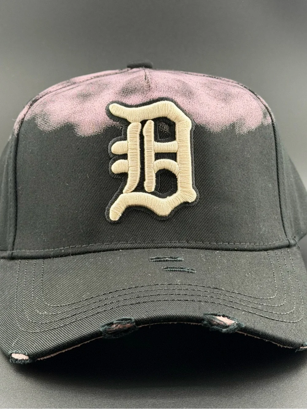 Detroit-Style 'D' Embroidered Black and Pink Baseball Cap